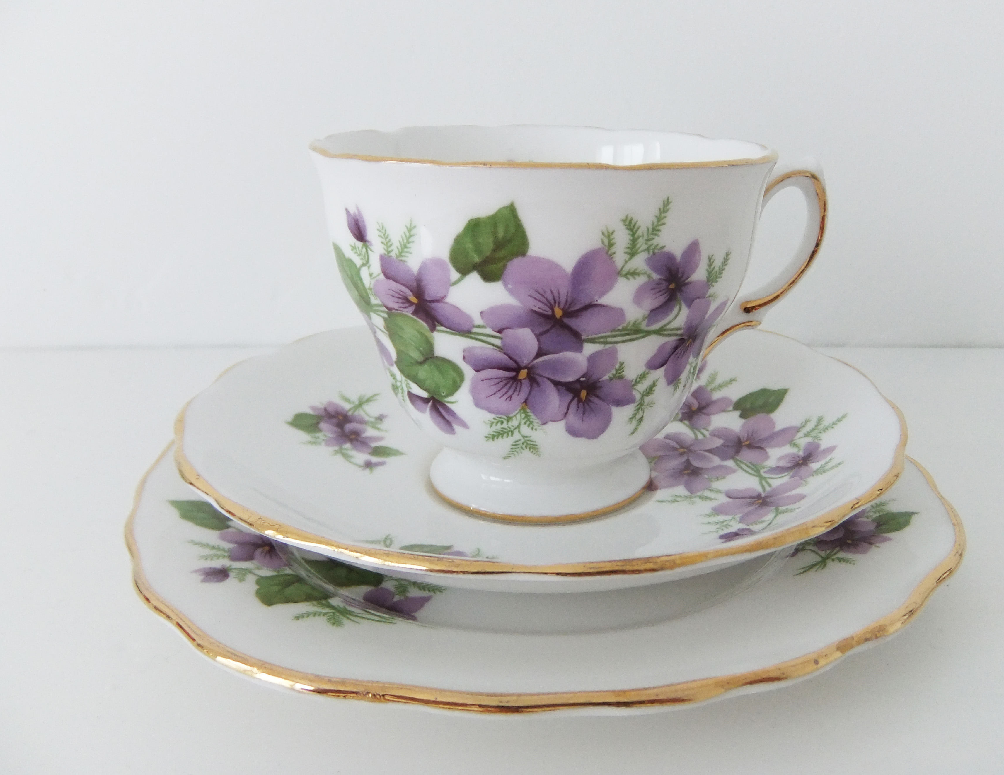 Royal Vale China Trio Tea Cup, Saucer And Side Plate In White Bone